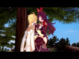 intense sex between amber, fischl (amy) and ether. - genshin impact hentai