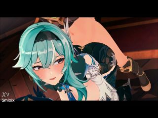 genshin impact eula hentai blow job and doggy style sex big boobs mmd 3d blue hair (clip)